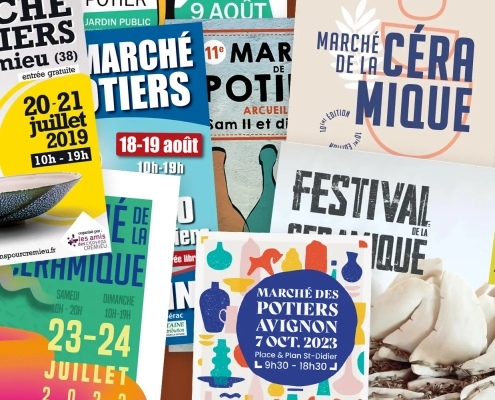 Affiches diverses de marchés de potiers en France